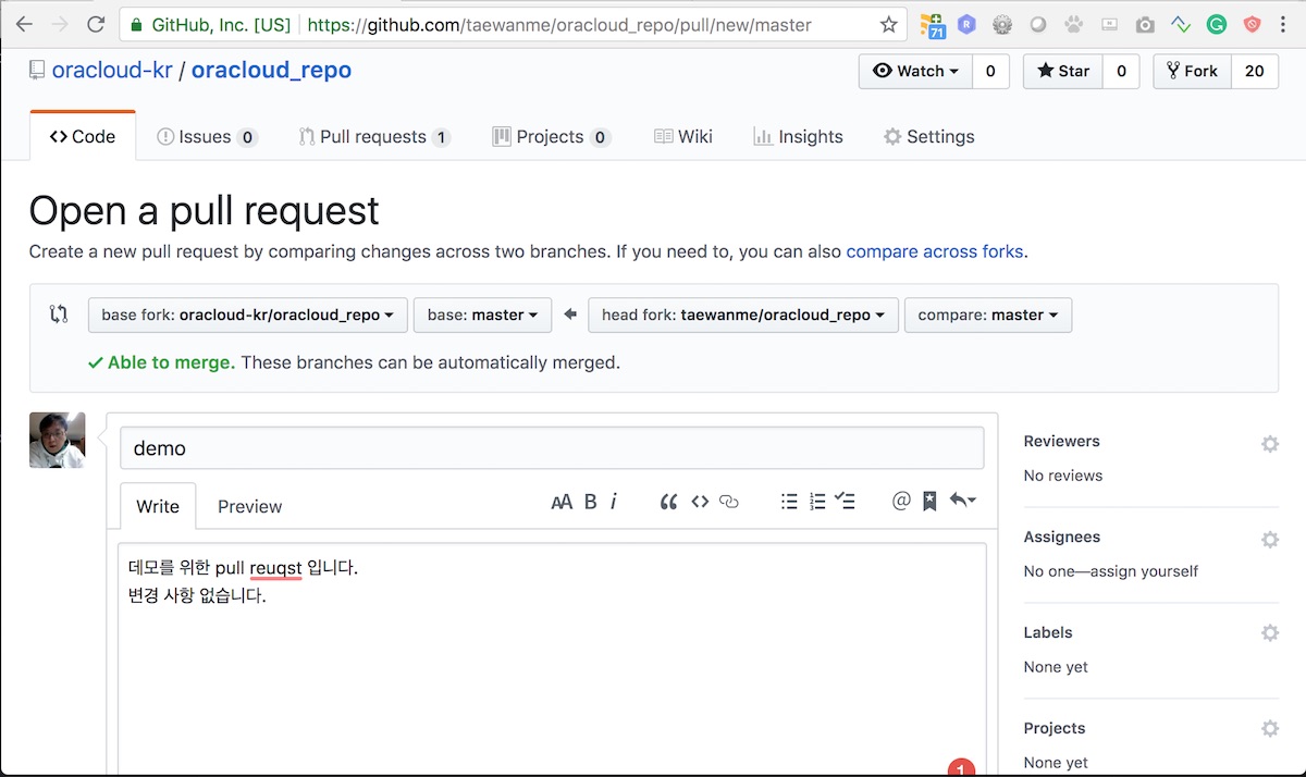 Pull request 주석